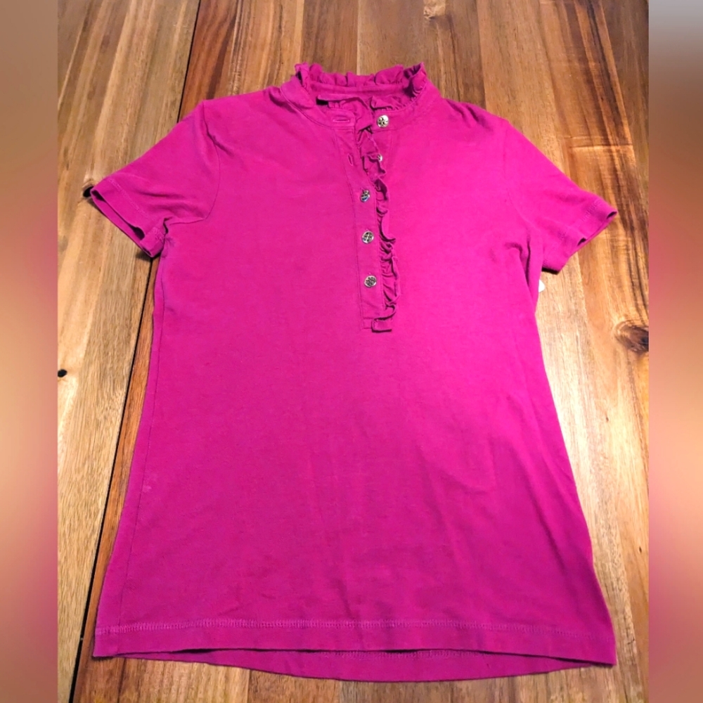Tory Burch ruffle trim polo shirt